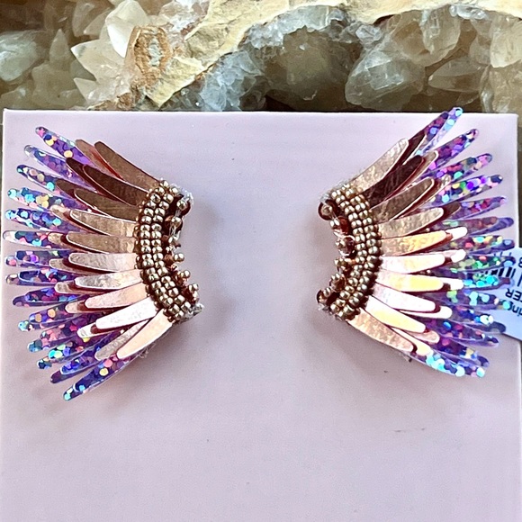 🌺🎉HP🎉🌺 NWT Mignonne Gavigan Mini Madeline Earrings Rose Gold Glitter - Picture 9 of 16